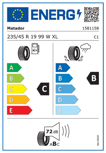 235/45 R19 Matador Hectorra 5 99W XL FR - energetický štítok