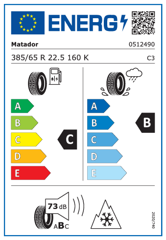 385/65 R22,5 Matador F HR 4 160K - energetický štítok