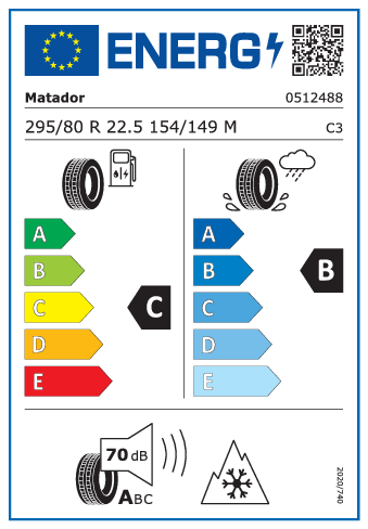 295/80 R22,5 Matador F HR 4 154/149M - energetický štítok