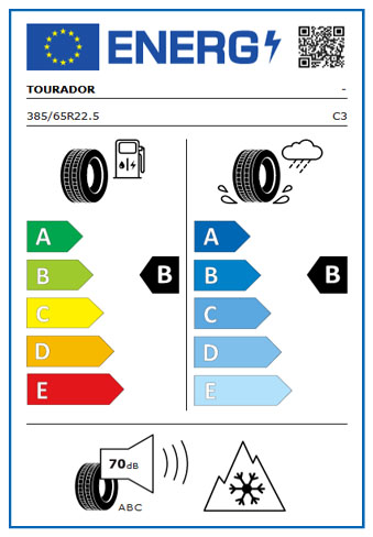 Tourador Max Force T1 385/65 R22,5 164K - energetický štítok