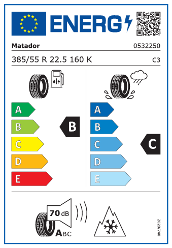 385/55 R22,5 Matador T HR 5 160K - energetický štítok